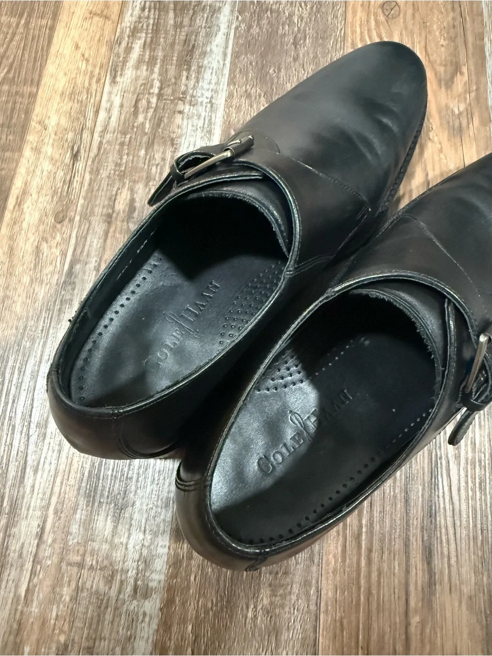 Cole Haan Men's Black Leather Single Monk Strap Dress Shoes Size 8.5